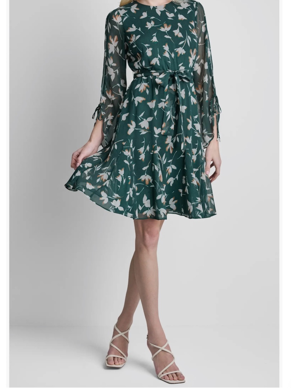 DKNY Floral Chiffon Dress Size 10 or L
